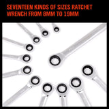 12Pc Ratchet Spanner Set Metric Open & Ring Wrenches 8-19mm CR-V + Rolling Bag V465-NO-SKU-1675062128987340801