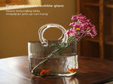 Glass Vase Transparent Hand Basket Living Room Flower Arrangement Creative Bag Fish Tank V1294-YM0512-221122LD04-3