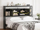 Artiss Bed Headboard King Single Storage Bedhead Charging Station Black BED-HEAD-SOR-KS-BK