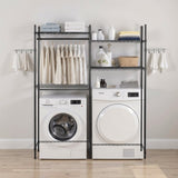 VEVOR Over Washer and Dryer Storage Shelf Two Row 4 Tiers Washer Rack Black V952-LDXYJZJTJK2PM9B5M001V0