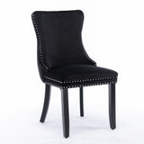 6x Velvet Upholstered Dining Tufted Chairs with Studs Trim and Solid Wood Legs-Black V226-SW8809BK-3