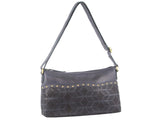 Pierre Cardin Womens Leather Perforated Cross-Body Bag with stud Detailing - Teal V563-PC-3344-TEAL
