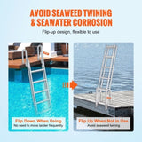 Dock Ladder Flip Up 5 Steps, 350lbs Load Capacity, Aluminum Pontoon Boat Ladder with 4" Wide Step & V952-MTXTSFSJFHXJDZKVCV0
