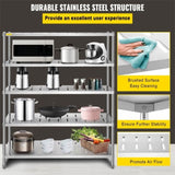 VEVOR Storage Shelf, 5-Tier Storage Shelving Unit, Stainless Steel Garage Shelf, 59.1 x 17.7 x 70.9 V952-BXGCKHJYCC605MVZVV0