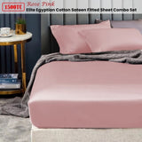 Ramesses 1500TC Elite Egyptian Cotton Sateen Fitted Sheet Combo Set Rose Pink Mega King V442-KIT-FITTEDSS-1500TCEGYPTIANC-ROSEPINK-MK