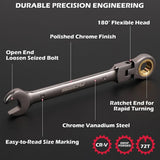 SEDY 12Pc Metric Flexible Ratchet Spanner Combination Spanner Magnetic Organizer V465-81179