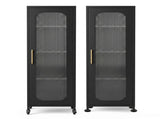 Artiss Buffet Cabinet Sideboard X2 Slim Kitchen Storage Trolley Wheels Black AI-B-SID40-4T-BKX2