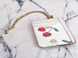 2 Pack Women's Mini Zip Card Holder & Coin Purse with Keychain Signature Banana & Red Cherry Print V888-ELOSUNG41464