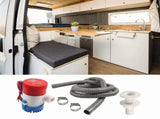 Boat Bilge Pump Plumbing Kit 12V Pump with Corrugated Hose, Thru-Hull Fitting, 2 Clamps, Drain V1366-AZ2-W-14486