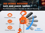 Manual Lever Chain Hoist, 1/2 Ton 1100 lbs Capacity 10 FT Come Along, G80 Galvanized Carbon Steel V952-MNSBHL12T10FTJ83GV0