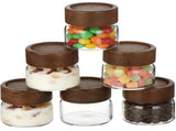 6PCS Airtight Glass Canisters, 3.7oz Glass Storage Jars with Acacia Wood Lids, Clear Food Storage V1192-AZ-W-18387