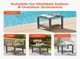 Outdoor Side Table, 450W x 380D x 440H mm, Double Layer HDPE Outside End Table for Easy Maintenance, V952-HWBZHDPEJXZMOR2RE001V0