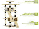 CARLA HOME 180cm Cat Tree Tower for Indoor Cats with Dual Condos, Plush Perches, Sisal Scratching LSB-36385