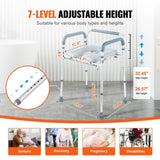 Commode Chair, Bedside Commode with Padded Seat and Arms, 7-Level Adjustable Height, 5.8L Removable V952-WLLGS350BLRZ8J6E0V0