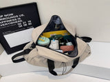 Beige and Black Large Capacity Travel Bag with Wet/Dry Separation - Canvas Polyester, Lightweight V888-ELOSUNG32657