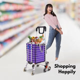 GOMINIMO Foldable Aluminum Shopping Trolley Cart with Wheels and Lids V227-3720262003670