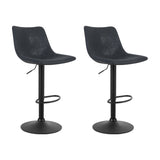 Artiss 2x Bar Stools Vintage Leather Swivel Gas Lift Black BA-K-0224-BKX2