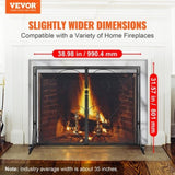990x802MM Fireplace Screen 2-Panel Iron Mesh Spark Guard Vintage Black V952-BLMHSFG3545I88ME6V0