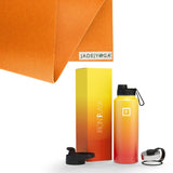 Jade Yoga Harmony Mat - Orange & Iron Flask Wide Mouth Bottle with Spout Lid, Fire, 32oz/950ml V398-JY-368TO-IFB