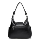 Leather Hobo Bag Shoulder Bag For Women High-Quality Leather Bag Travel Handbag - Black - Size L V1347-127-58092-BLK-L