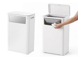 Cefito 30L Commercial Trash Can with Lid Front Push Flap Rubbish Bin White RB-C-PRESS-30L-WH