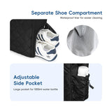 Black Large Quilted Tennis Tote Bag with Shoe Compartment - Waterproof Lightweight for Men and Women V888-ELOSUNG33069