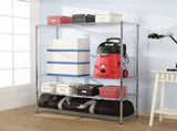 Modular Wire Storage 150x35cm Steel Shelving Chrome With Fixed Legs For Garage Warehouse Or Kitchen V63-841371