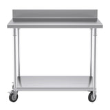 SOGA 100cm Commercial Catering Kitchen Stainless Steel Prep Work Bench Table with Backsplash and WORKBENCHSS8002100CM