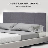 Linen Fabric Queen Bed Headboard Bedhead - Grey V63-800777