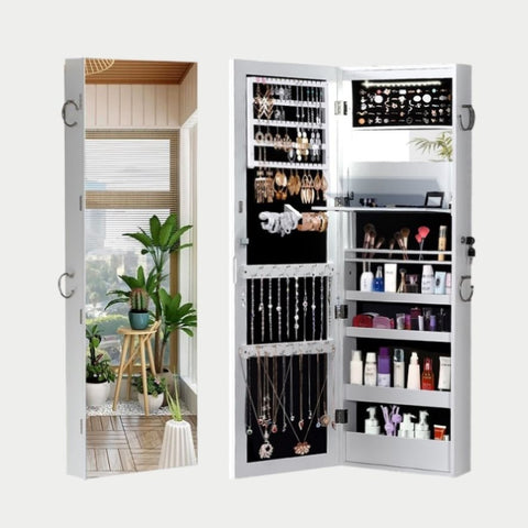 Levede Mirror Jewellery Cabinet Jewelry JB1010-LED-WH