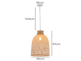 Natural Woven Bamboo Cone Pendant Lamp Hanging Light Bell Shade Boho Tropical V563-75185