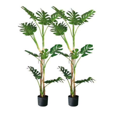 SOGA 2X 175cm Tropical Monstera Palm Artificial Plant Tree, Real Touch Technology, with UV APLANTFHG17510X2