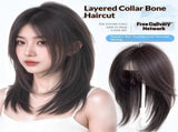Real Human Topper Side Part Clip inpiece Straight Seamless Wiglet Replacement for Women V1366-AZ2-W-00236