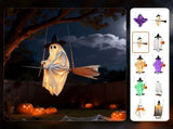 Fabric Ghost Ornament with Orange Bow, Handmade Cloth Ghost Hanging Pendant, Soft Halloween V1366-AZ2-W-16051