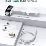 Toilet Bidet Seat Dual Nozzles Bidet Non Electric Toilet Water Sprayer Bathroom V201-HB02BL-AU-2M