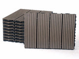 10PCS Interlocking Patio Deck Tiles 30cm x 30cm Outdoor Wood Flooring for Patio Garden Balcony V324-DTWPC-30-WAL-10P