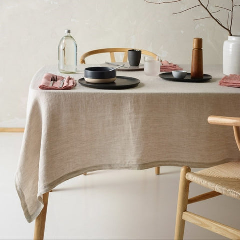Vintage Design Homewares Helm Natural Washed Linen Cotton Tablecloth 180cm Diameter Round V442-HIN-TABLEC-HELMLINENC180CM-NATURAL-RD
