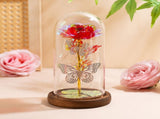 Red & Silver Butterfly Flower Lamp - Decorative LED Table Lamp for Romantic Ambiance V1192-D28