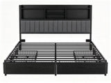 Artiss Queen Bed Frame with Storage, 4 Drawers and Charging Station BFRAME-M-AXIS-Q-BK-AB