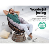 Gardeon Outdoor Lounge Setting Papasan Chair Wicker Table Garden Furniture Brown ODF-PAPASAN-CHTB-BR