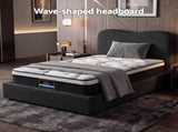 Giselle 32cm Euro Top King Single Mattress 5-Zone and Artiss Boucle Bed Frame Set MABF-0907-DARA-BK-KS