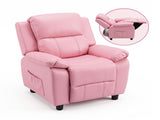 Keezi Kids Recliner Chair PU Leather Toddler Lounge Adjustable Backrest w/ Armrest Storage & 2 Side KID-RECLINER-PU-PK