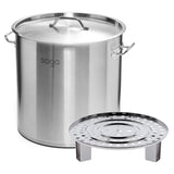 SOGA 21L Stainless Steel Stock Pot with One Steamer Rack Insert Stockpot Tray STOCKPOT30CM-1XRACK28CM