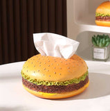 Round Creative Burger Tissue Box Fun American-Style Cartoon Paper Towel Holder for Home Dcor and V888-ELOSUNG13607