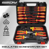 SEDY 18Pcs 1000V Insulated Electrician Tool Set Magnetic Screwdriver Pliers Kit V465-87069