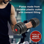 40kg Adjustable Rubber Dumbbell Set Barbell Home GYM Exercise Weights V63-834281