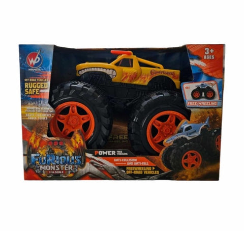 Friction Powered Yellow Bison Monster Truck for Children 1:16 Scale 3+ V330-CREATEXTOYS03