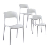 Gardeon 4PC Outdoor Dining Chairs Stackable PP Patio Chair Garden Furniture White ODF-CHAIR-PPTX14-WH-4X