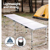 Weisshorn Folding Camping Table 240CM Portable Outdoor Picnic BBQ Aluminium Desk CAMP-B-T-MDF-240