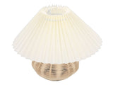 Pleated Table Lamp Soft Yellow Light Linen Lampshade Rattan Base Bedside Lamp for Bedroom Beige V1294-YM0901-3119250082812